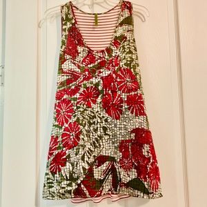 Print front & striped back flowy racer back tank